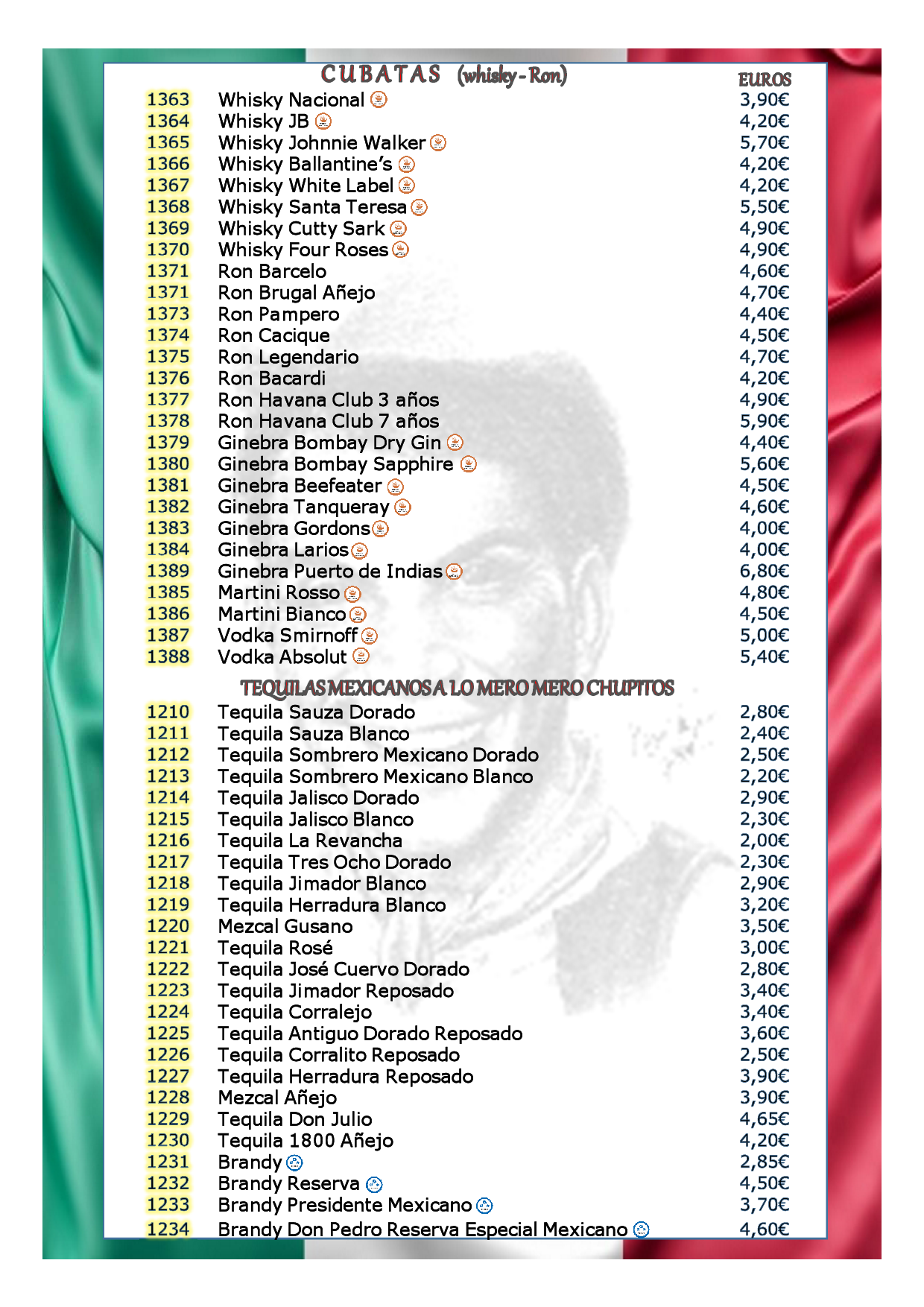 Carta de Restaurante Cantina Cantinflas — página 3