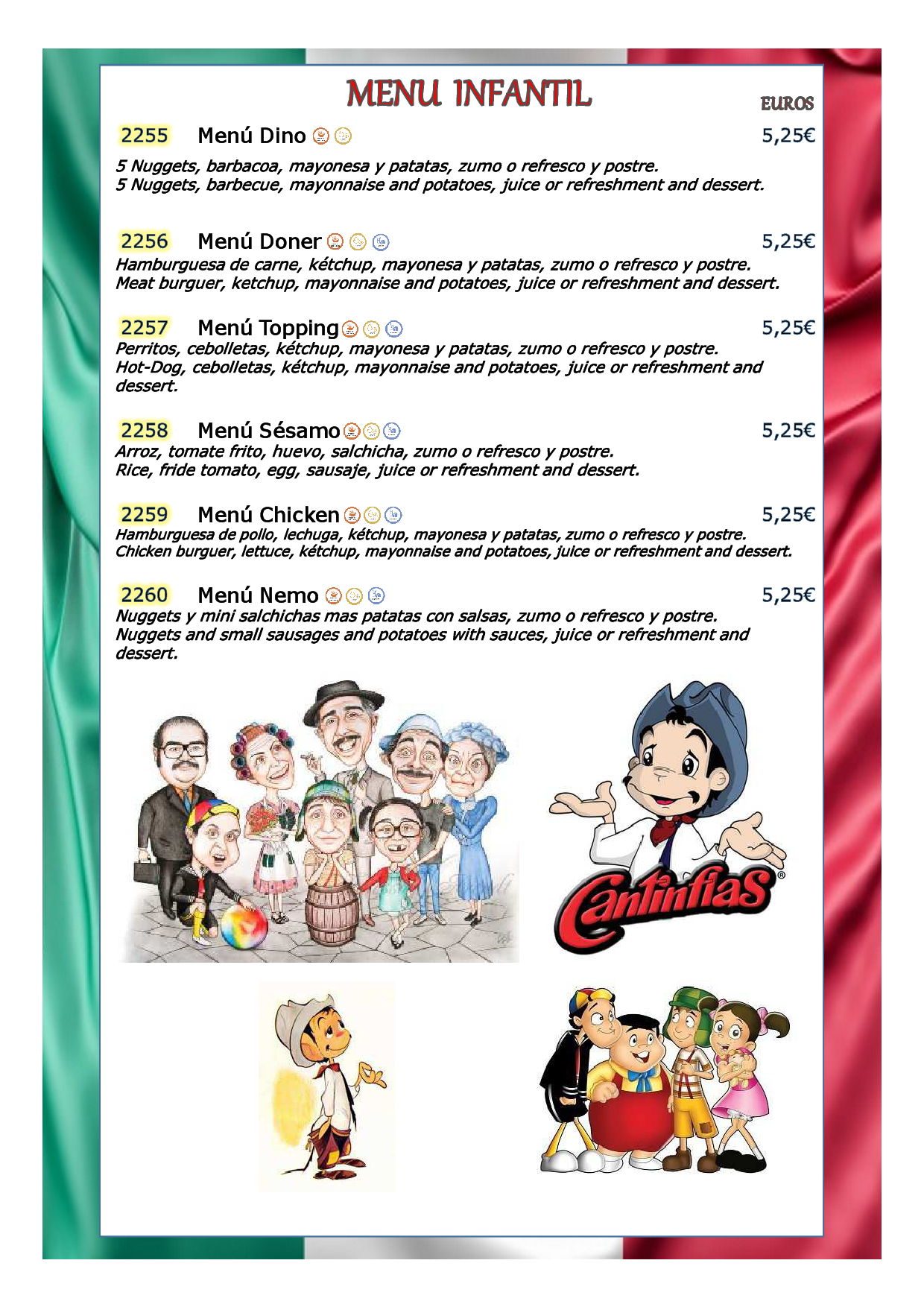 Carta de Restaurante Cantina Cantinflas — página 4