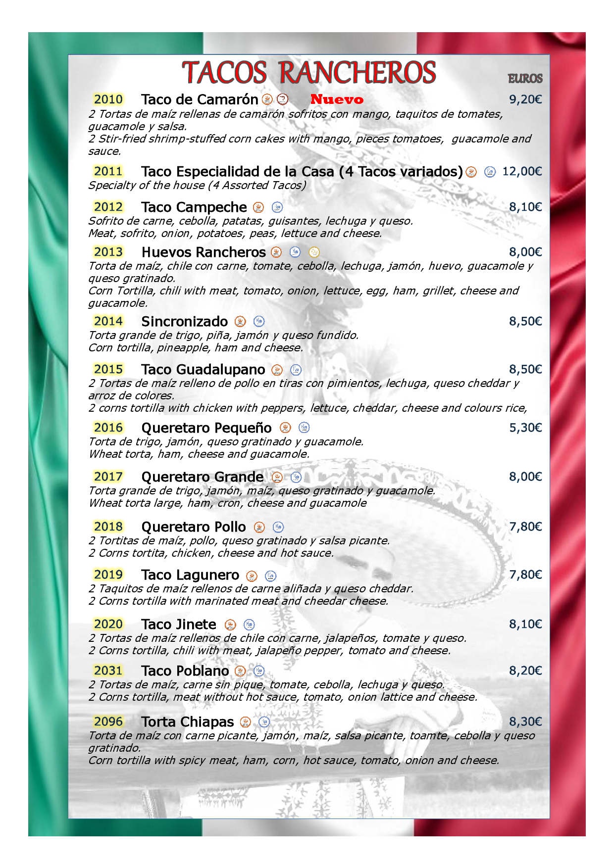 Carta de Restaurante Cantina Cantinflas — página 10