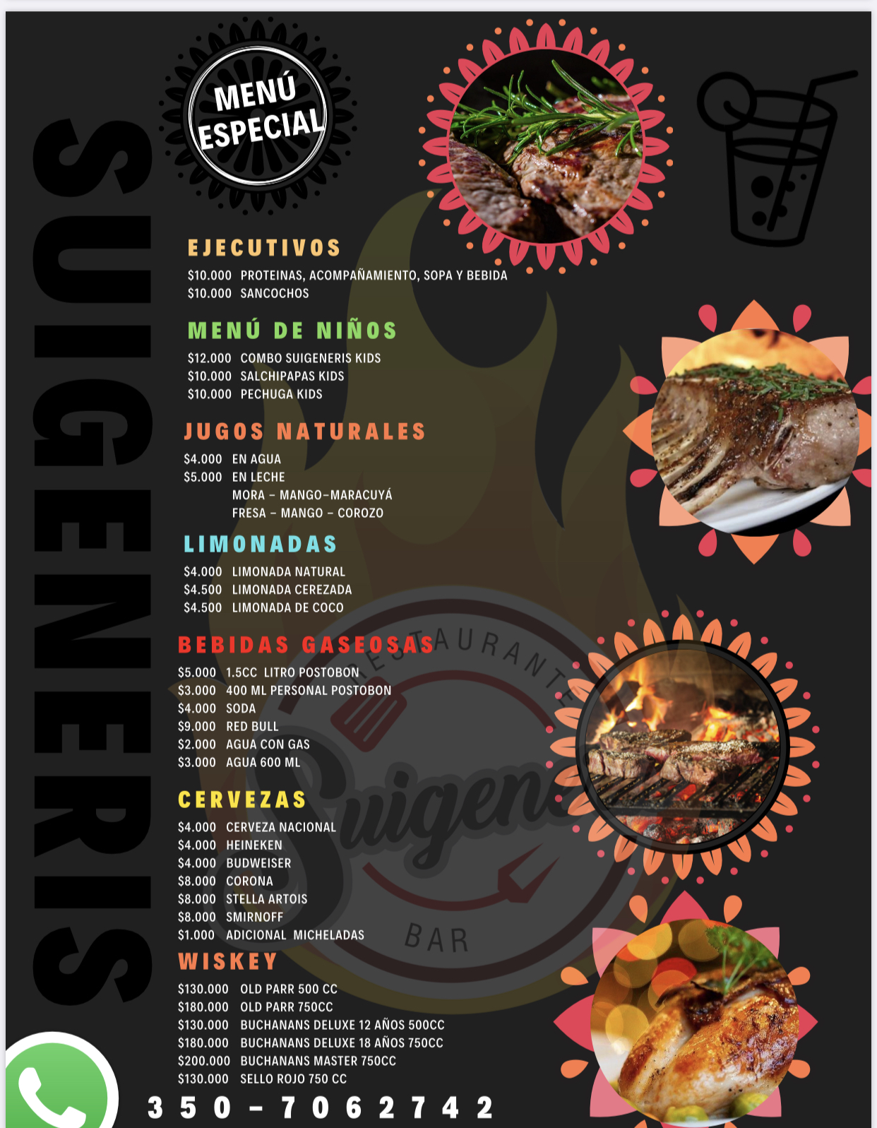 Carta de Suigeneris restaurante  — página 2