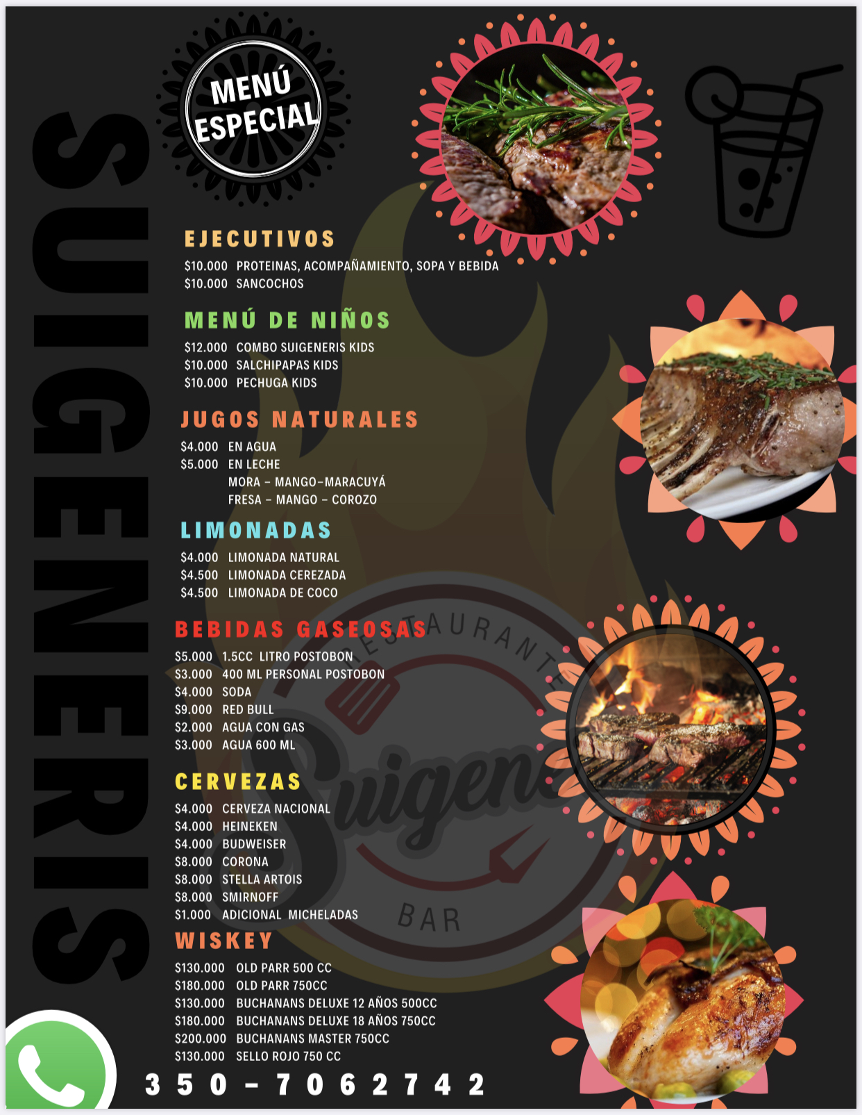 Carta de SUIGENERIS RESTAURANTE BAR — página 1
