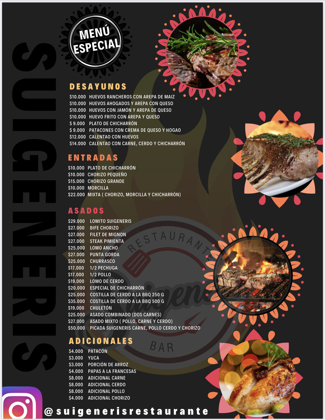 Carta de SUIGENERIS RESTAURANTE BAR — página 2