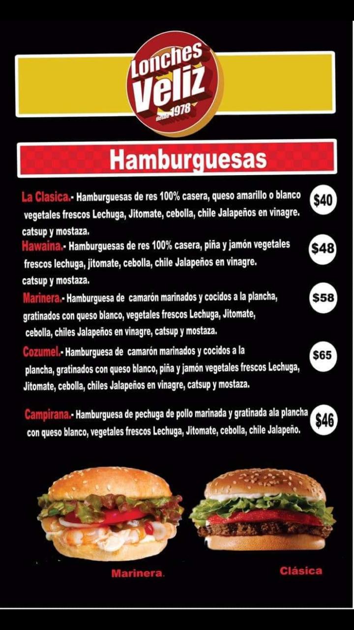Carta de Lonches Veliz — página 1