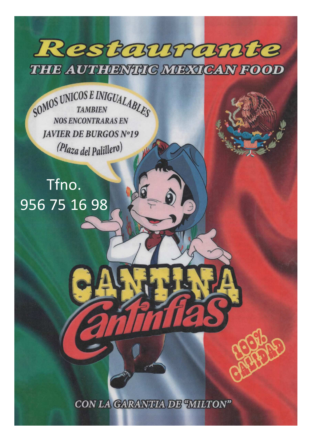 Carta de Cantina Cantinflas Avenida — página 1