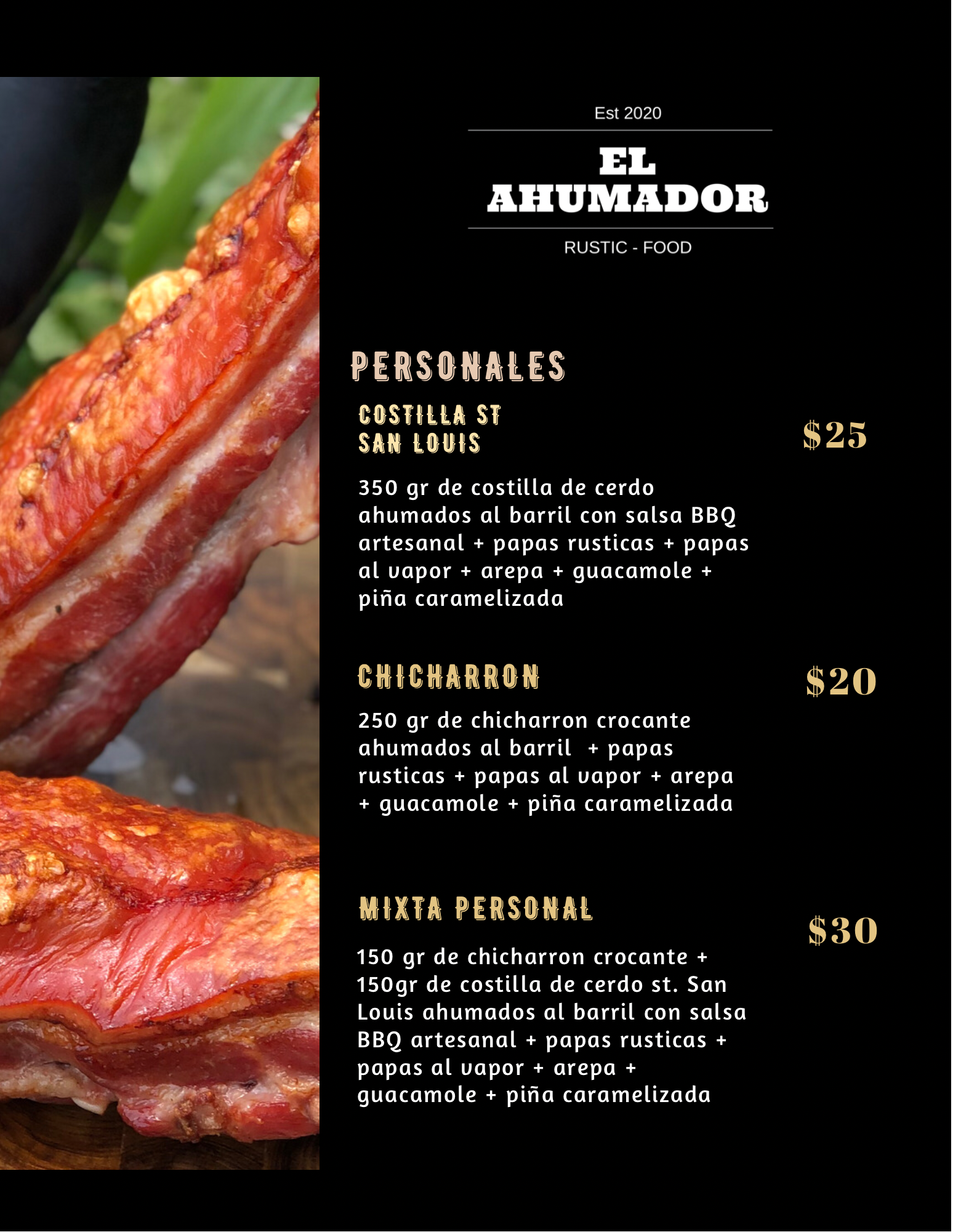 Carta de El AHIMADOR Y BBQ GRILL HOUSE  en Prados del limonar , Cali — página 1
