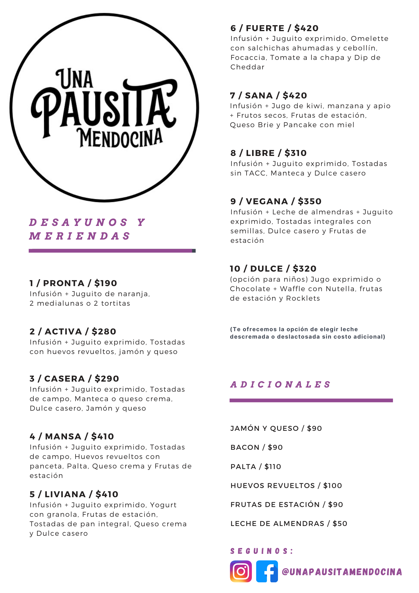 Carta de Una Pausita Mendocina en Mendoza — página 1