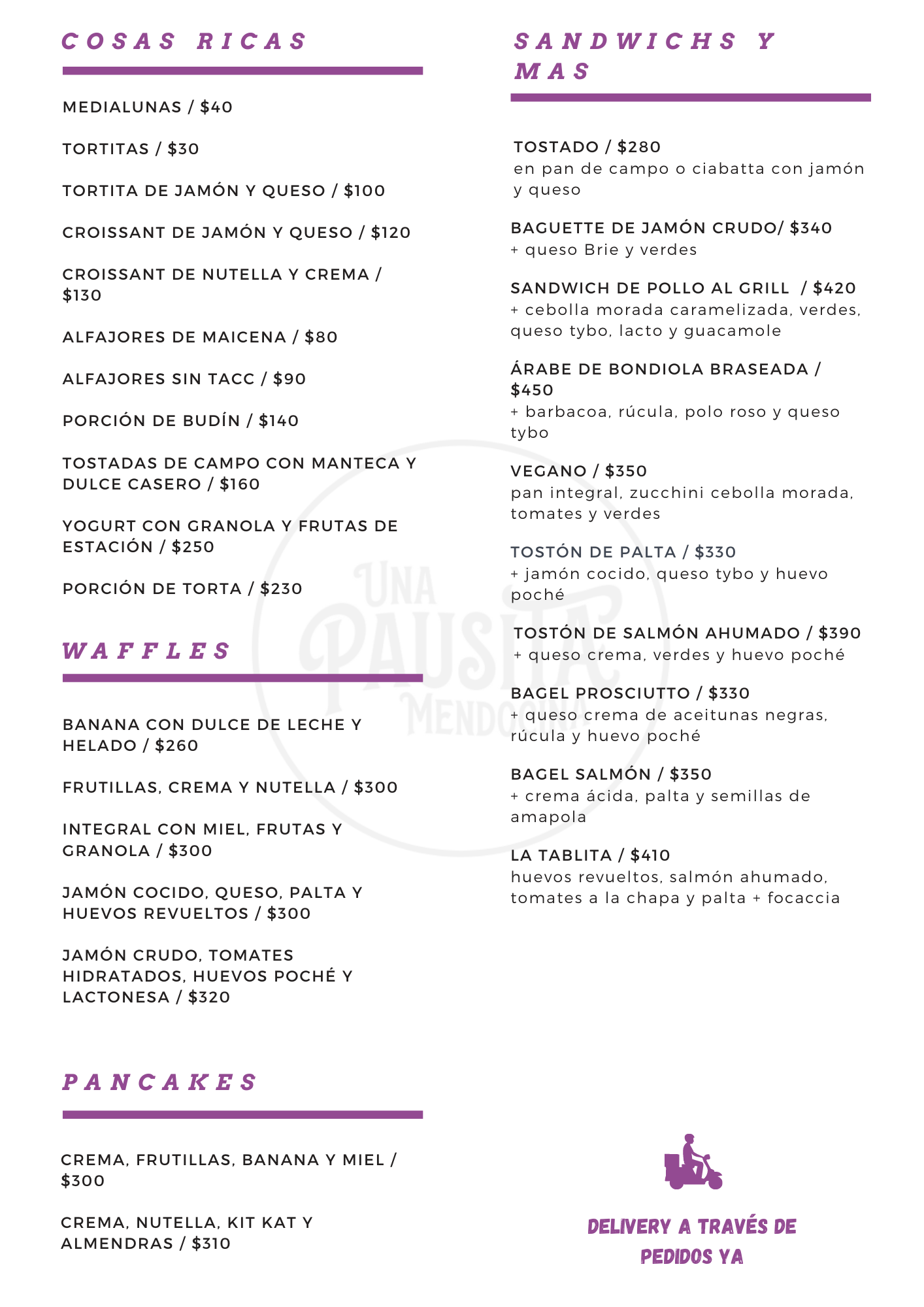 Carta de Una Pausita Mendocina en Mendoza — página 2