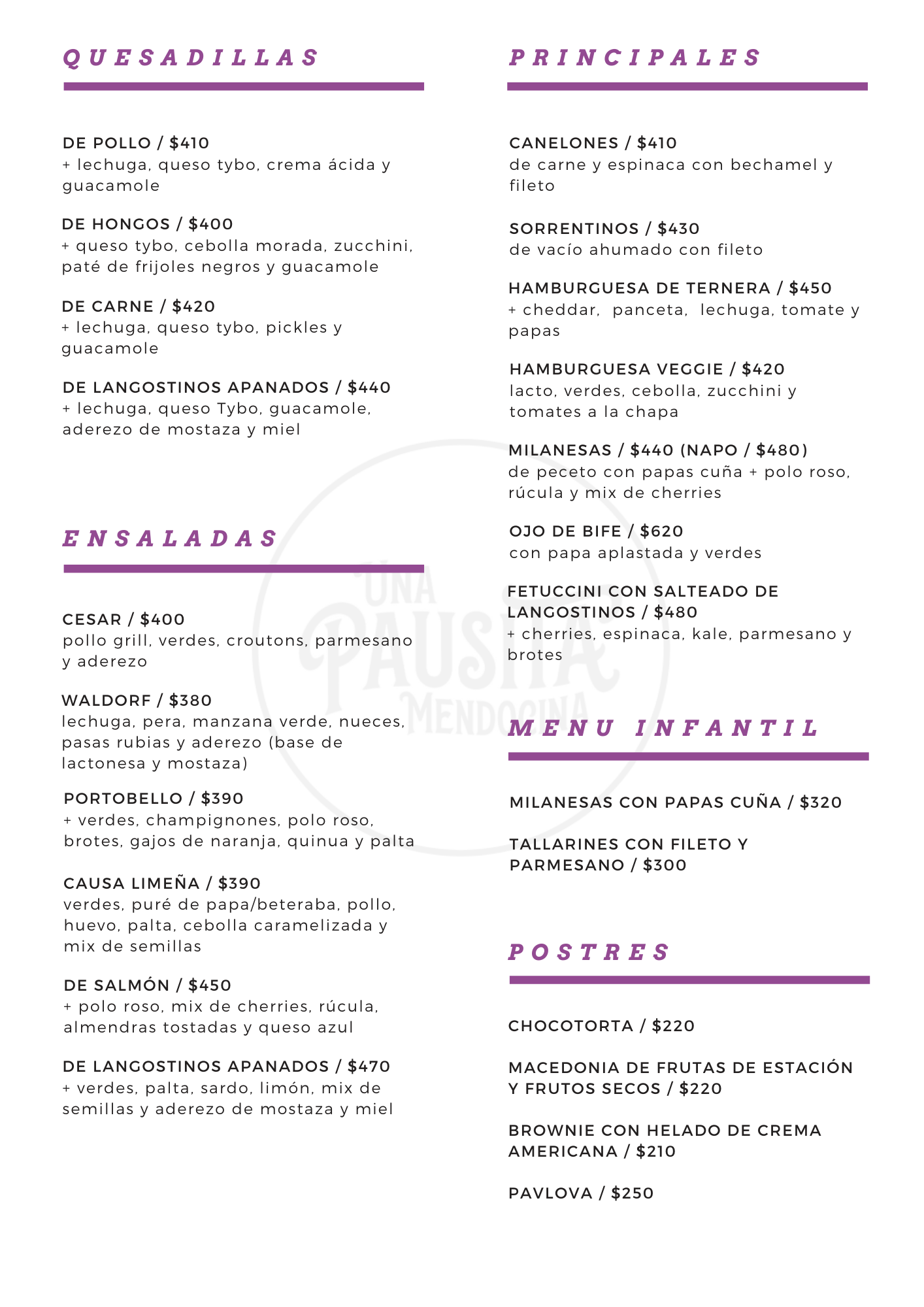 Carta de Una Pausita Mendocina en Mendoza — página 4