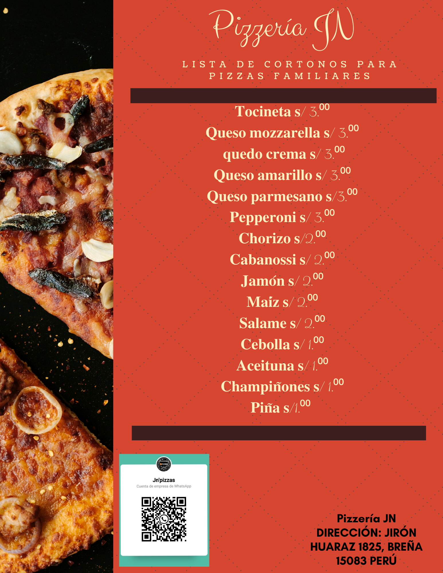 Carta de Pizzería JN en Brella 15083 — página 7