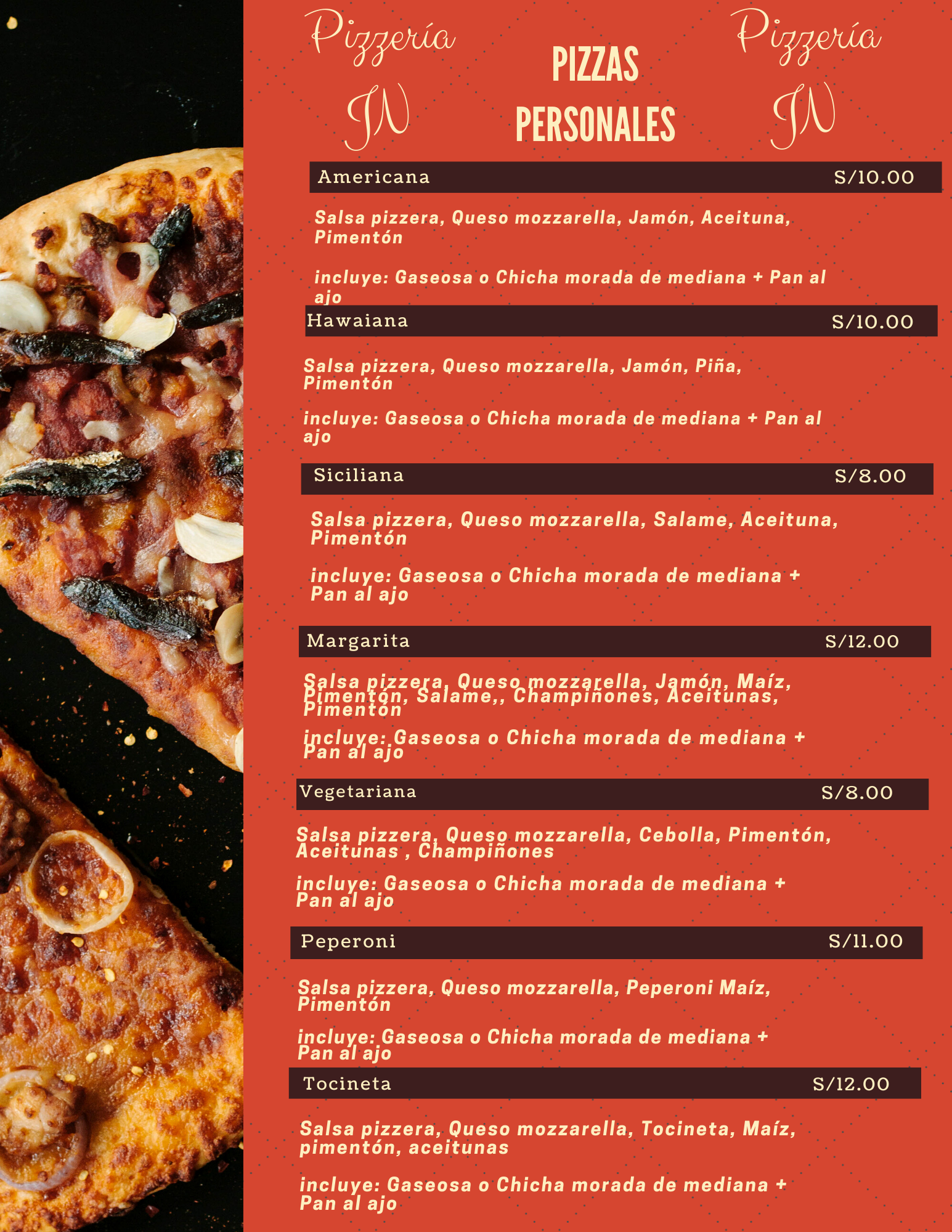 Carta de Pizzería JN en Brella 15083 — página 2