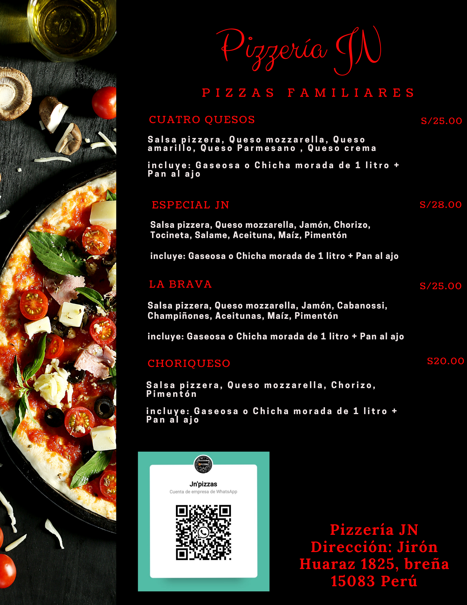 Carta de Pizzería JN en Breña 15083 — página 4