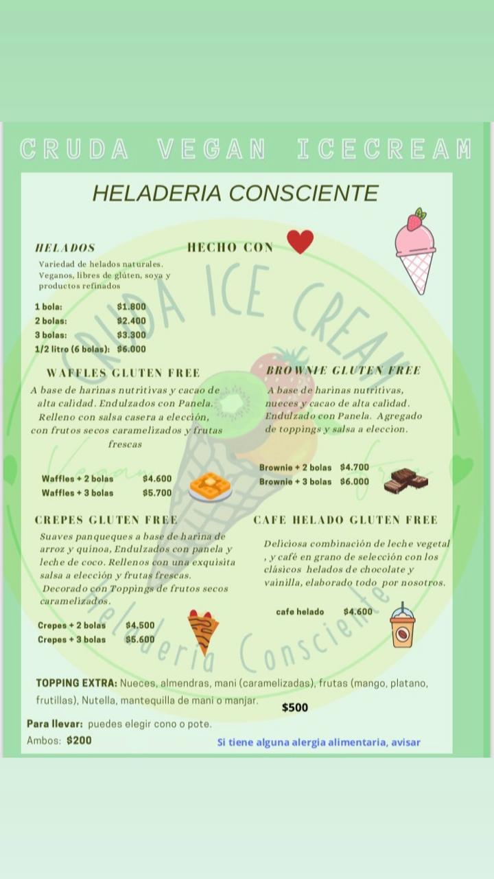 Carta de Cruda Ice cream en San Felipe — página 1