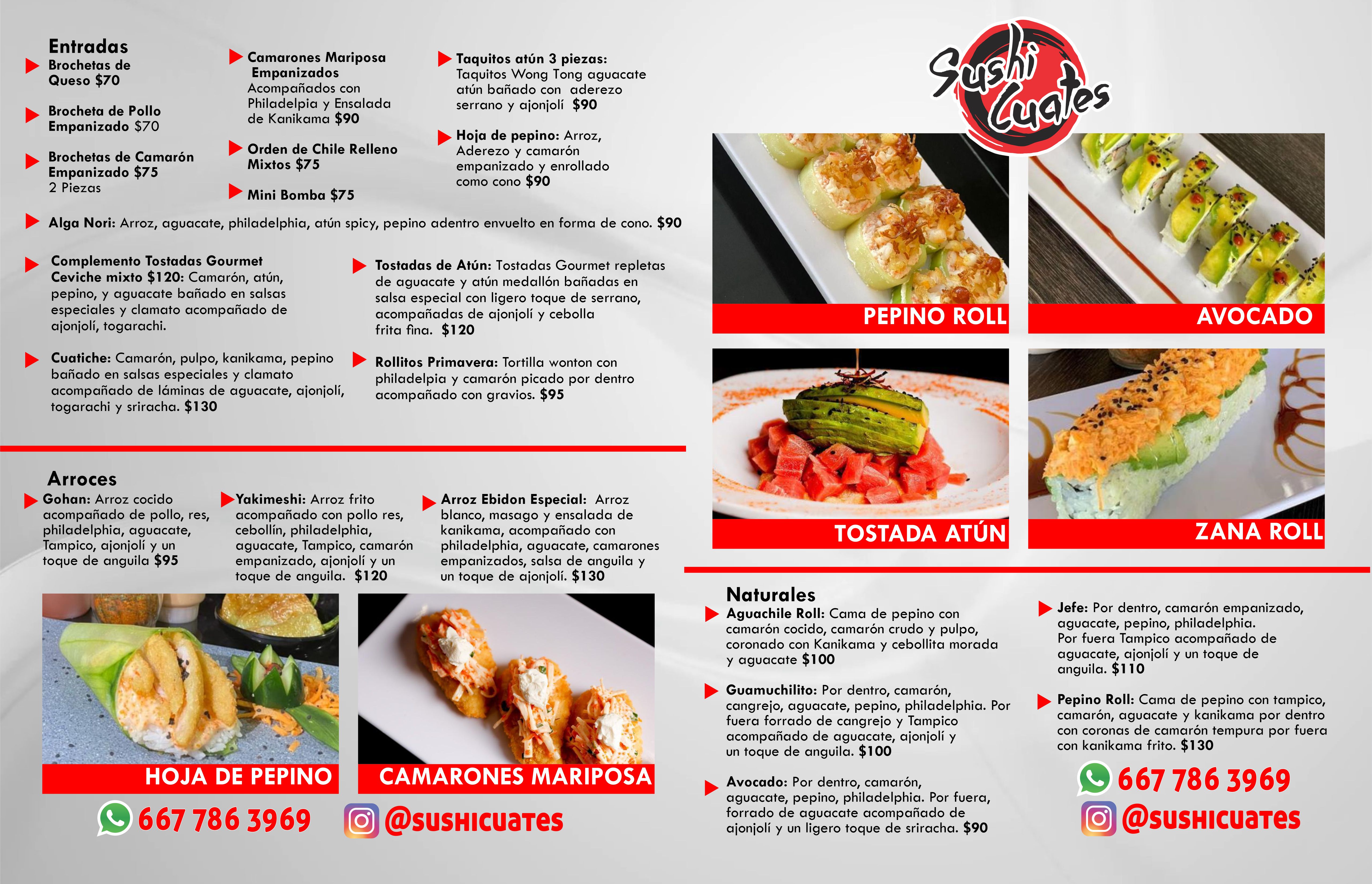 Carta de SushI Cuates en Culiacán, Sinaloa — página 2