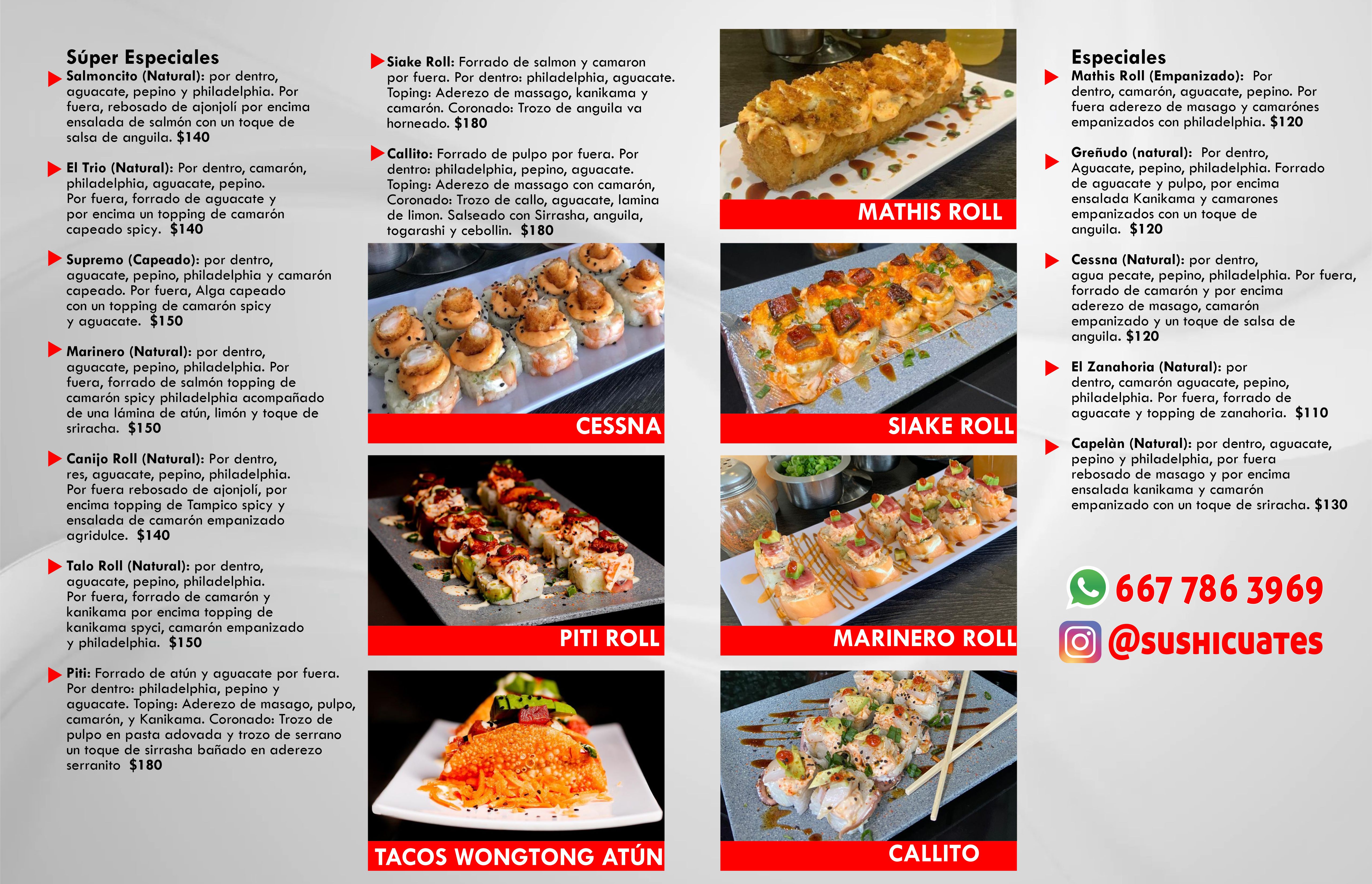 Carta de SushI Cuates en Culiacán, Sinaloa — página 3