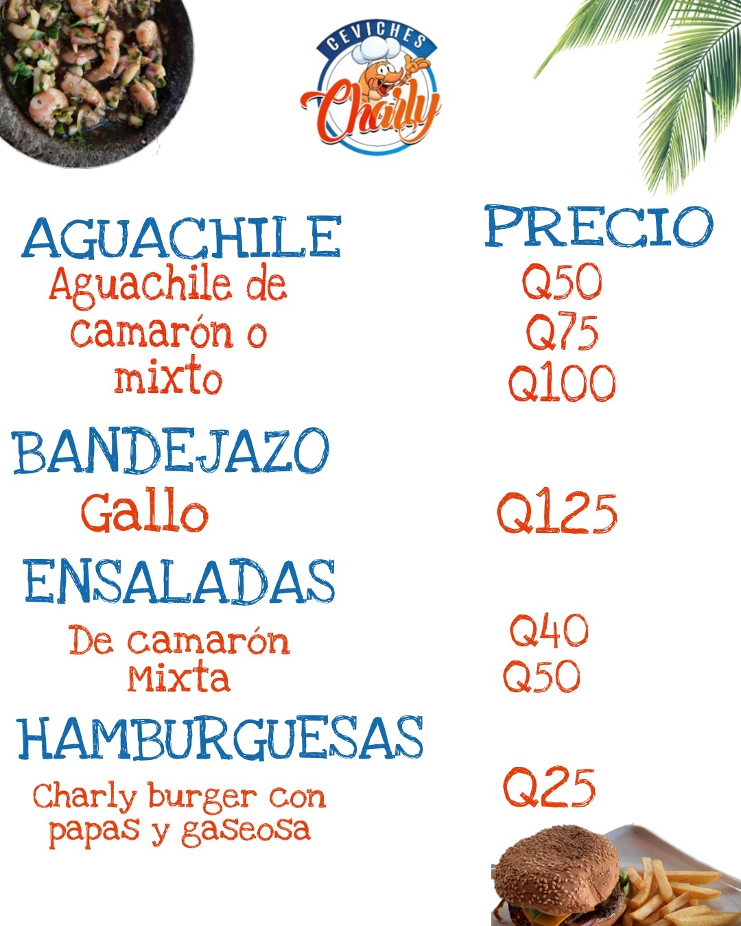 Carta de Ceviches Charly  en Masagua — página 1