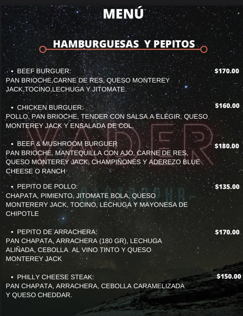 Carta de Vader Gastro Pub en Cuernavaca — página 5