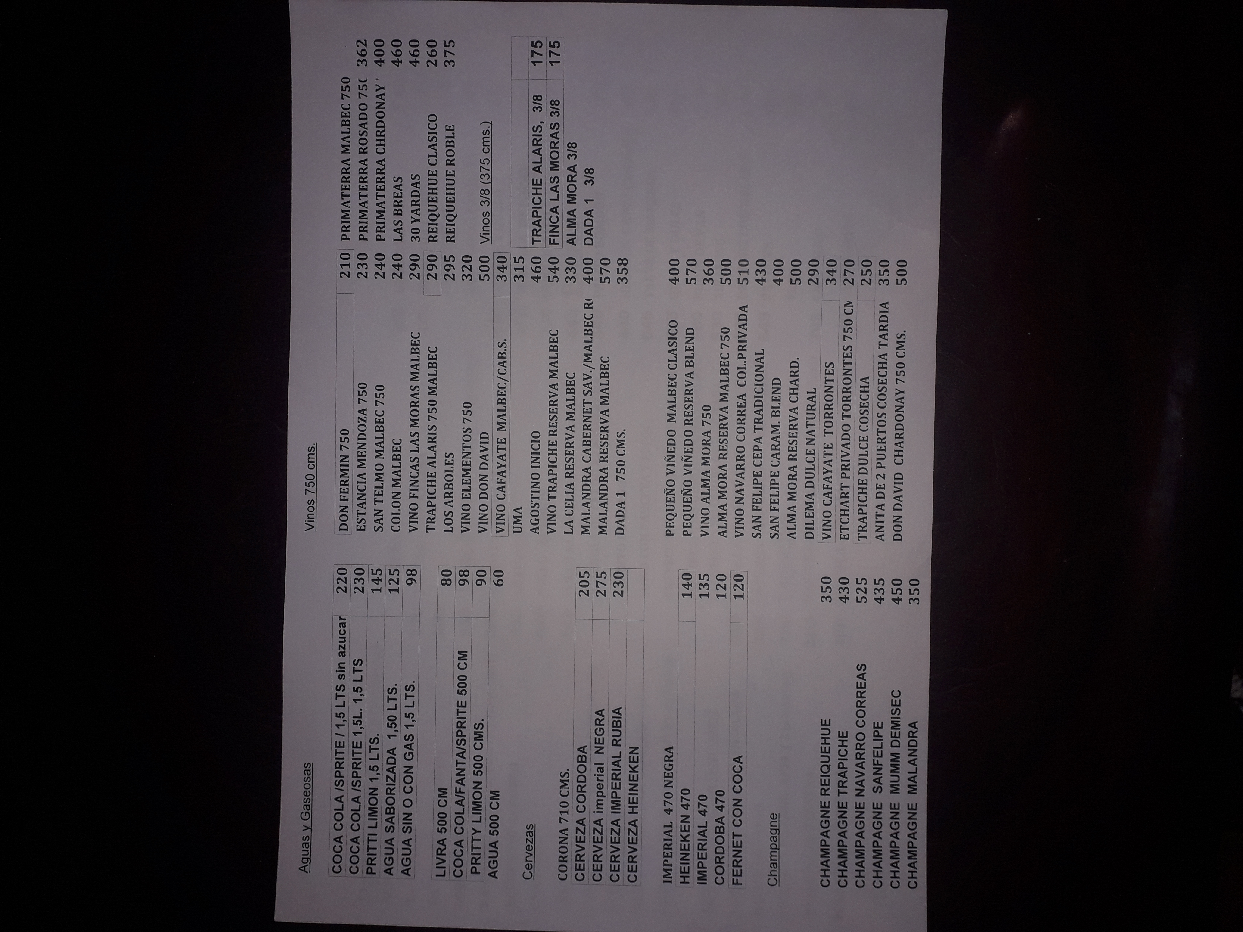 Carta de Restaurante La Candelaria — página 2