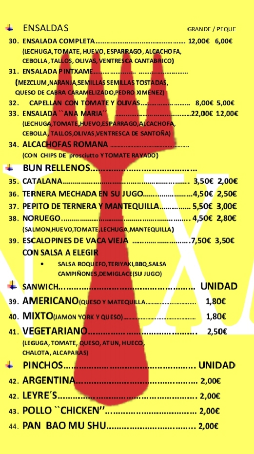 Carta de Pintxame gastrobar  — página 2